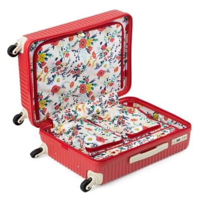 エースハントマイン　アネモネレッドのスーツケースの花柄の内装